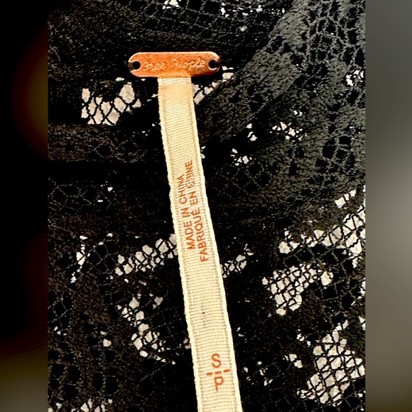 Free People Black Lace Floral MIDI Sheer Overlay Dress Cover Small - Picture 5 of 7